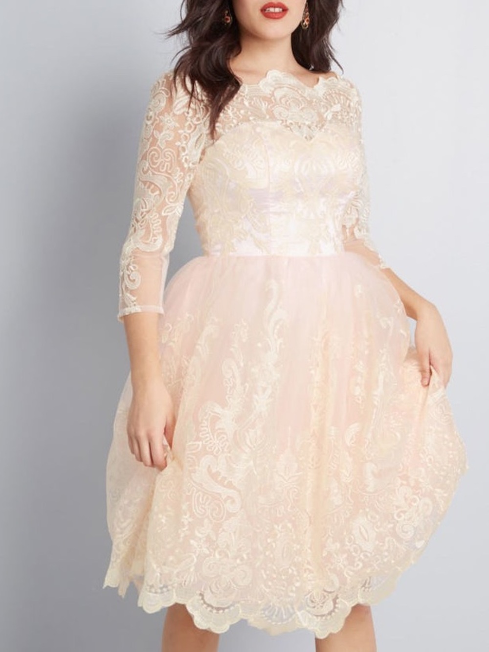Chi Chi London Blush Lace Midi Dress
